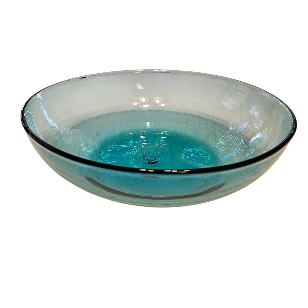 Beautiful Hand Blown Blue Glass Bowl.